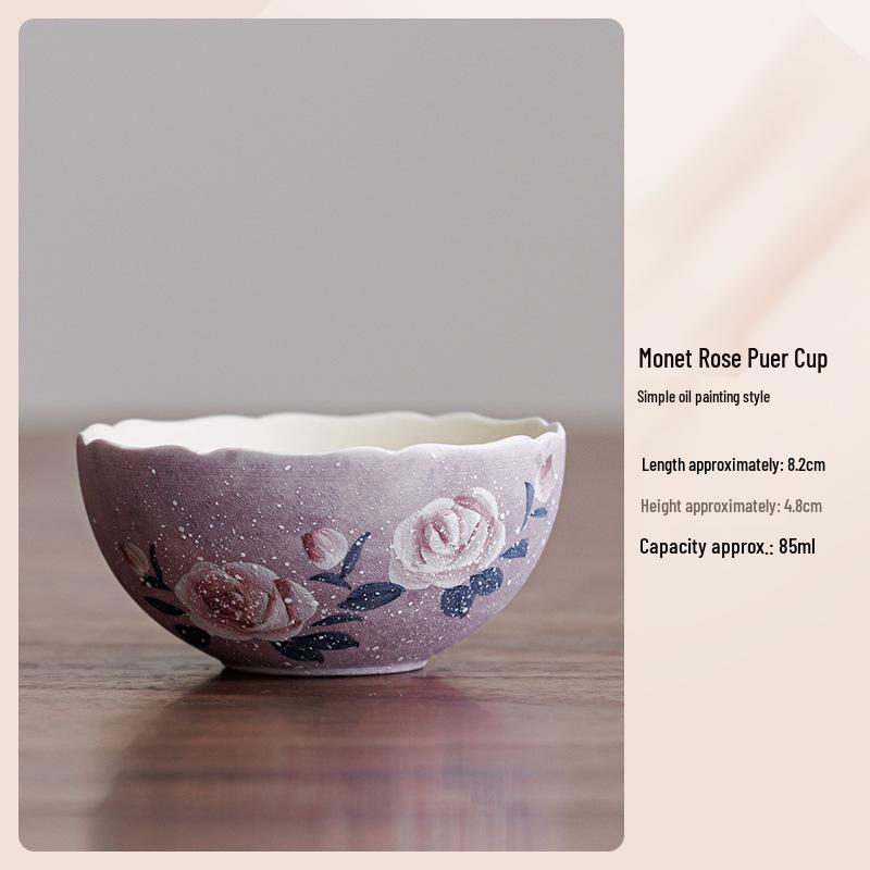 Handmade High-End Ceramic Rose Douli Tea Cup for Kung Fu Tea