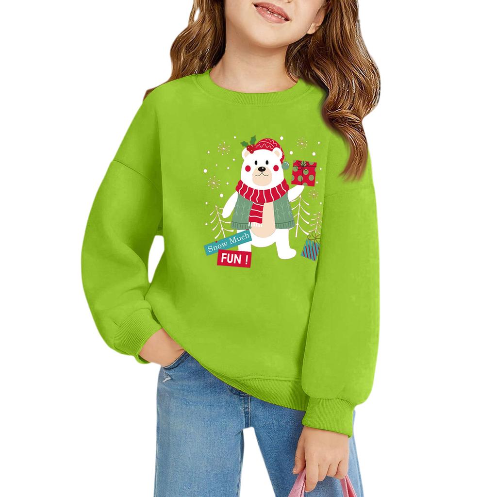 Christmas Day Girls Round Neck Pullovers For Kids Printed Baby Tops