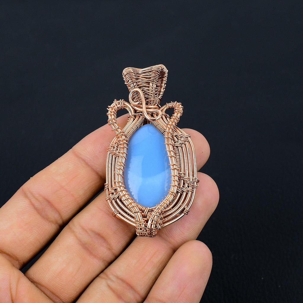 Smithsonite 999 Copper Wire Wrapped Pendant Handmade Gemstone Jewelry, Gifts For Wife Brand New Pendant