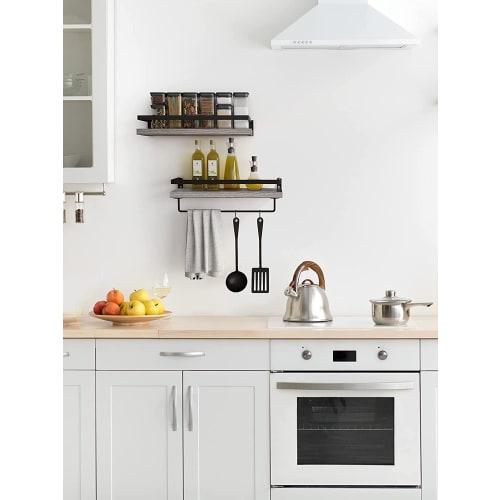 HASONA Wall-Mounted Shelves, Set of 2, Wall-Mounted Shelves, Prevents Small Items from Falling, Stylish Natural Wood, 40cm Wide, Suitable for Entryway