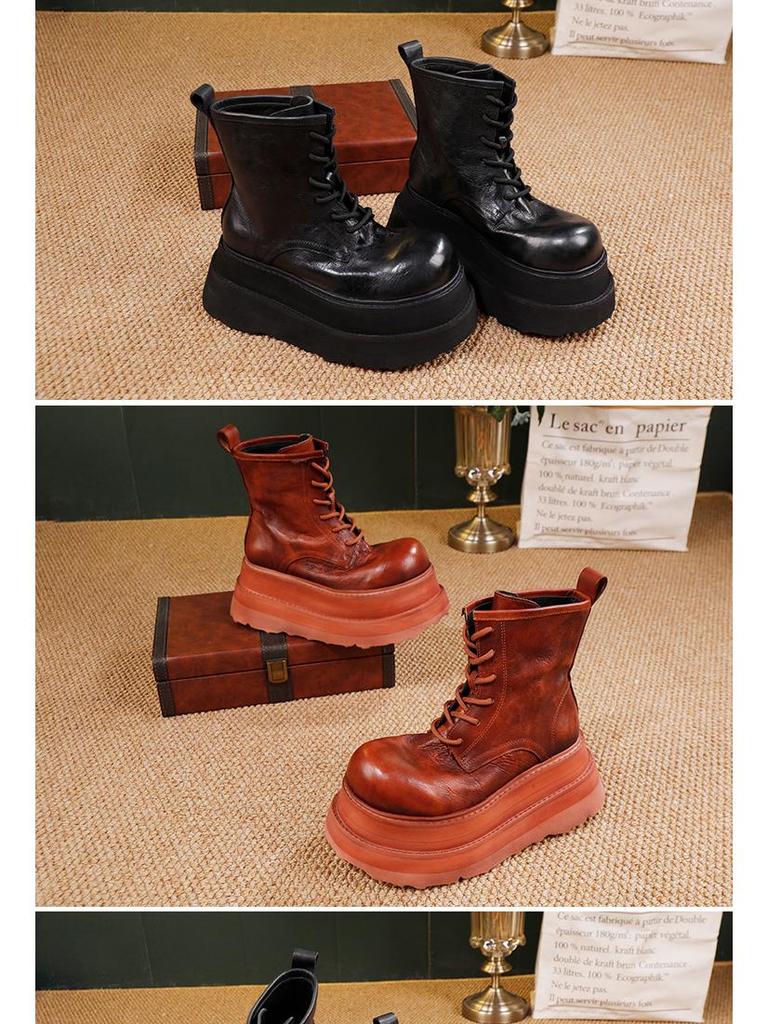 Dam Små Platå Martin Kängor 2025 Höst/Vinter - Tvättat Nötskinn Snörskor