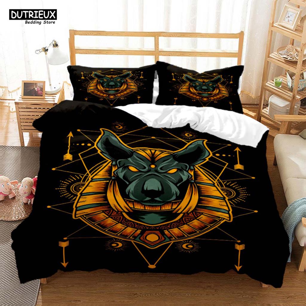 

Alte Ägypten Myth Anubis HD Printed Bedding Queen Bedding Set Soft And Comfortable Personality Customized King Size Bedding Set EU single(135x200cm)