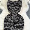 Summer Women Brand Designer Sexy Club Party Halter Print Letter Knitted Sweater Slim Bodycon Mini Short Sheath Dresses