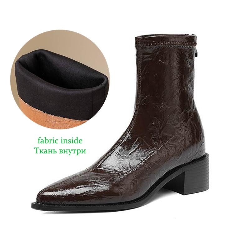 Krazing Po Microfiber Winter Pointed Toe Size 33 Western Boots Size 43 Concise Style Med Heels Ankle Boots