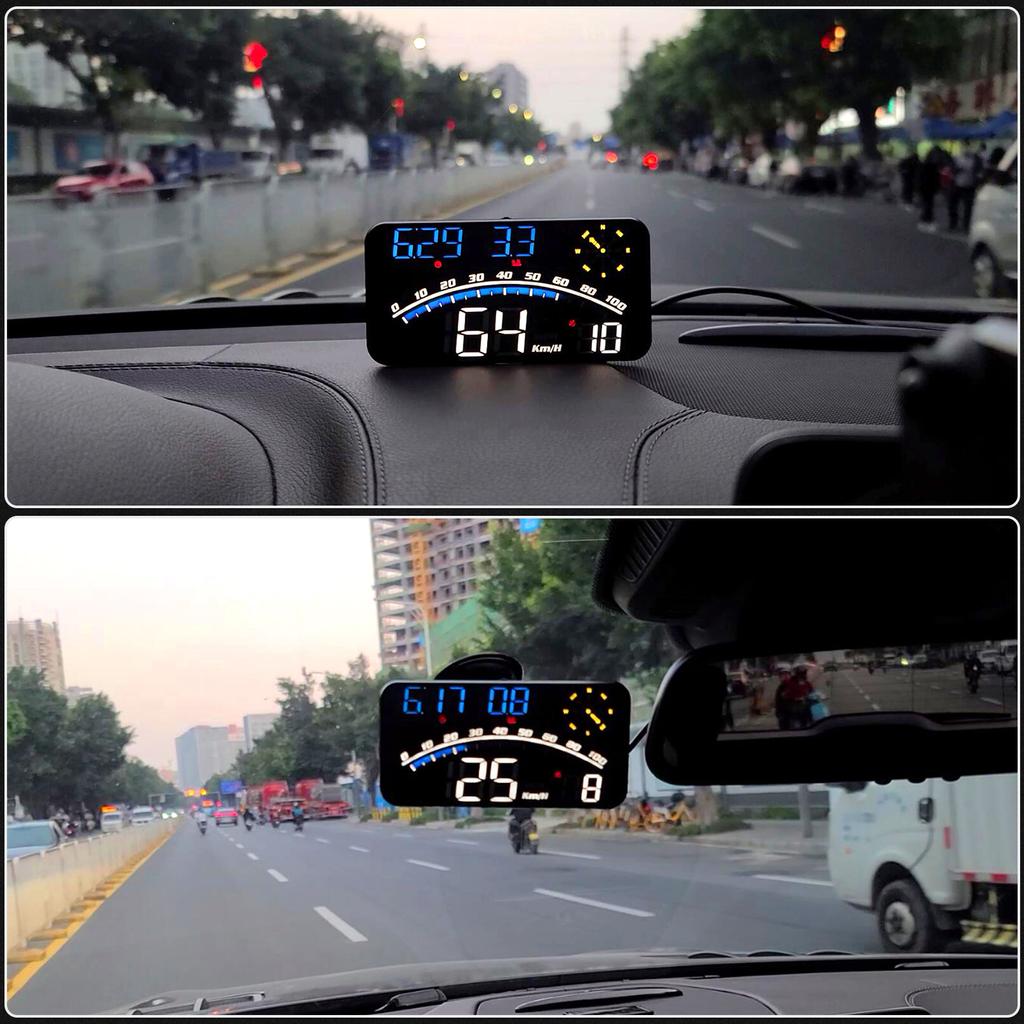 GEYIREN GPS Auto HUD Anzeige Digitaler Tacho Head-Up Display Intelligenter Geschwindigkeitsüberschreitungs-Alarm Erinnerungsanzeige Für Alle Autos Anzeige MPH