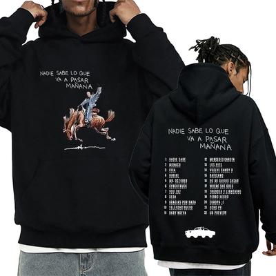 Bad Bunny Hoodies Nadie Sabe Lo Que Va APasar Manana Sweatshirt Men Women Casual Fashion Music Hoodie Unisex Vintage Pullovers