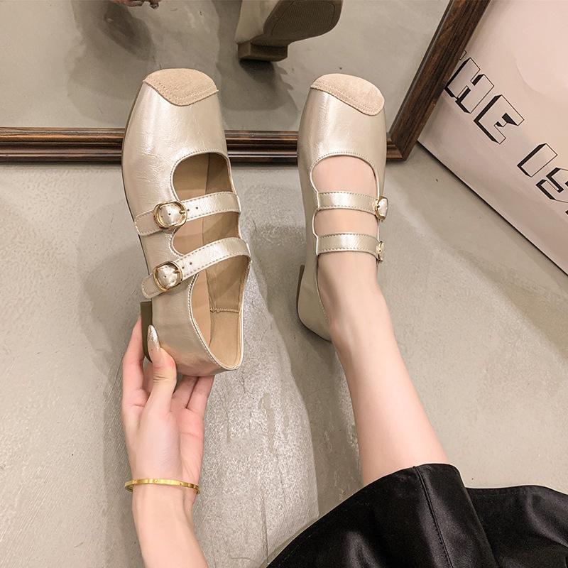 Shallow Soft Sole Matte Retro Niche Single Shoes Women's 2025 Summer New Comfortable Sole with Square Head Women's Shoes