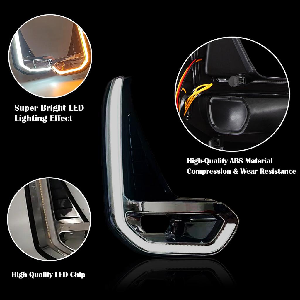 For Toyota Hilux Revo 2020 2021 Led DRL Fog Lamp Daytime Running Light Day Bumper Driving Waterproof Turn Signal Wires Switch