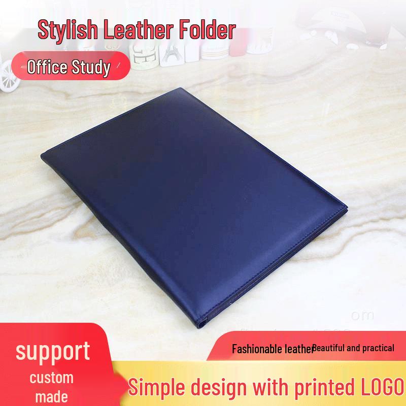 Black A4 Leather Business Contract Signing Folder чёрный
