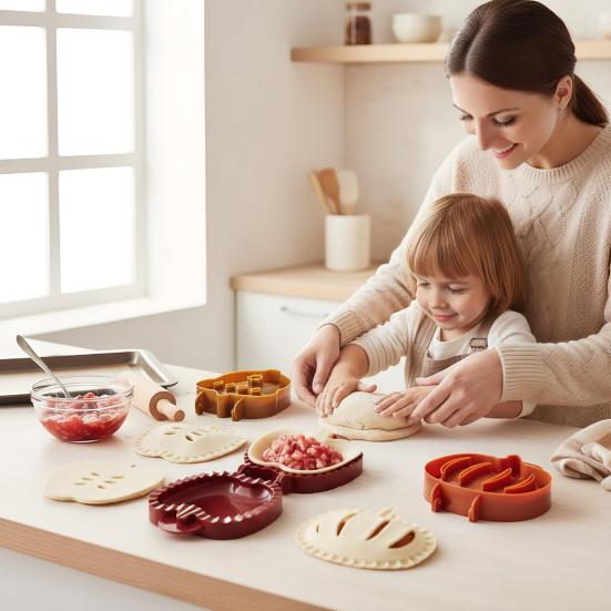 12Pcs Mini Hand Pie Molds with Dough Presser Thickened Plastic Cookie Mold for Holiday Baking Apples Pumpkin Acorn Shaped Acorn Pastry Cutters