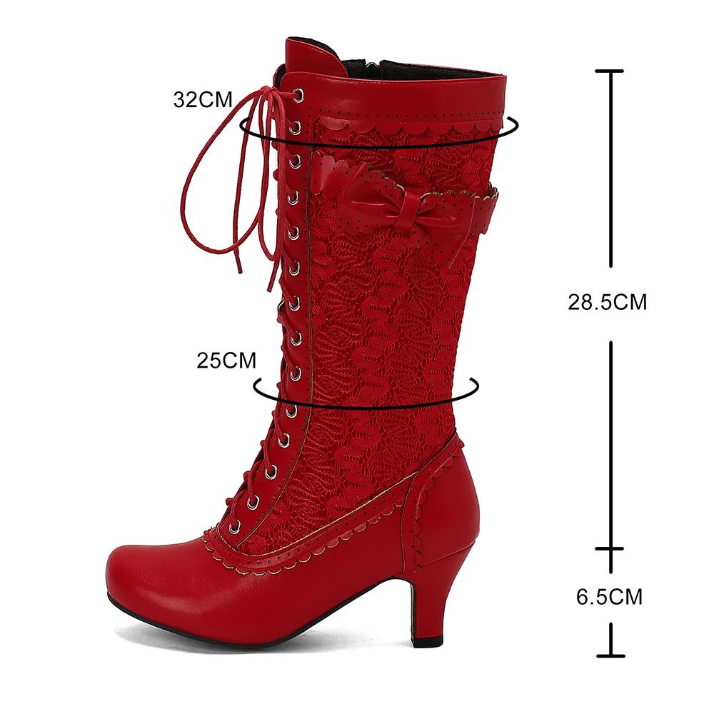 Fashion Autumn Winter Vintage Women Victorian Boots Lace Up High Heel Bootie Cross Straps Lolita Princess Cosplay Party Costume Shoes