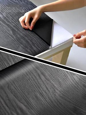 Schwarze Holzmaserung Tapete Selbstklebende Kontaktfolie Abnehmbare Vinyl Selbstklebende Tapete Dekorativ für Arbeitsplatten