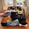 3Pcs Colorful Cats Printed Bedding Set, Breathable And Soft,(Includes 1 Duvet Cover And 2 Pillowcases, Quilt Not Included) yy250815147
