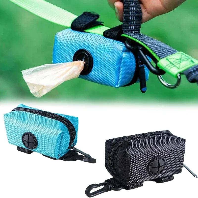 Portable Dog Poop Bag Dispenser Waterproof Oxford Fabric Auto Lock Zipper Biodegradable Hdpe Hands Free Holder For Jogging Hikin чёрный