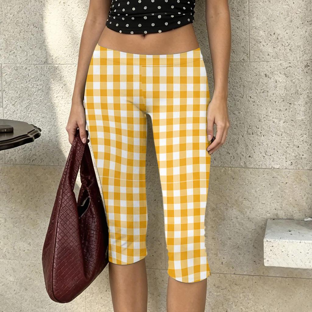 Damen Milchseide Freizeit-Hose Stretchy Capri-Länge Elastischer Bund Leichtes atmungsaktives Gewebe Bequeme Passform