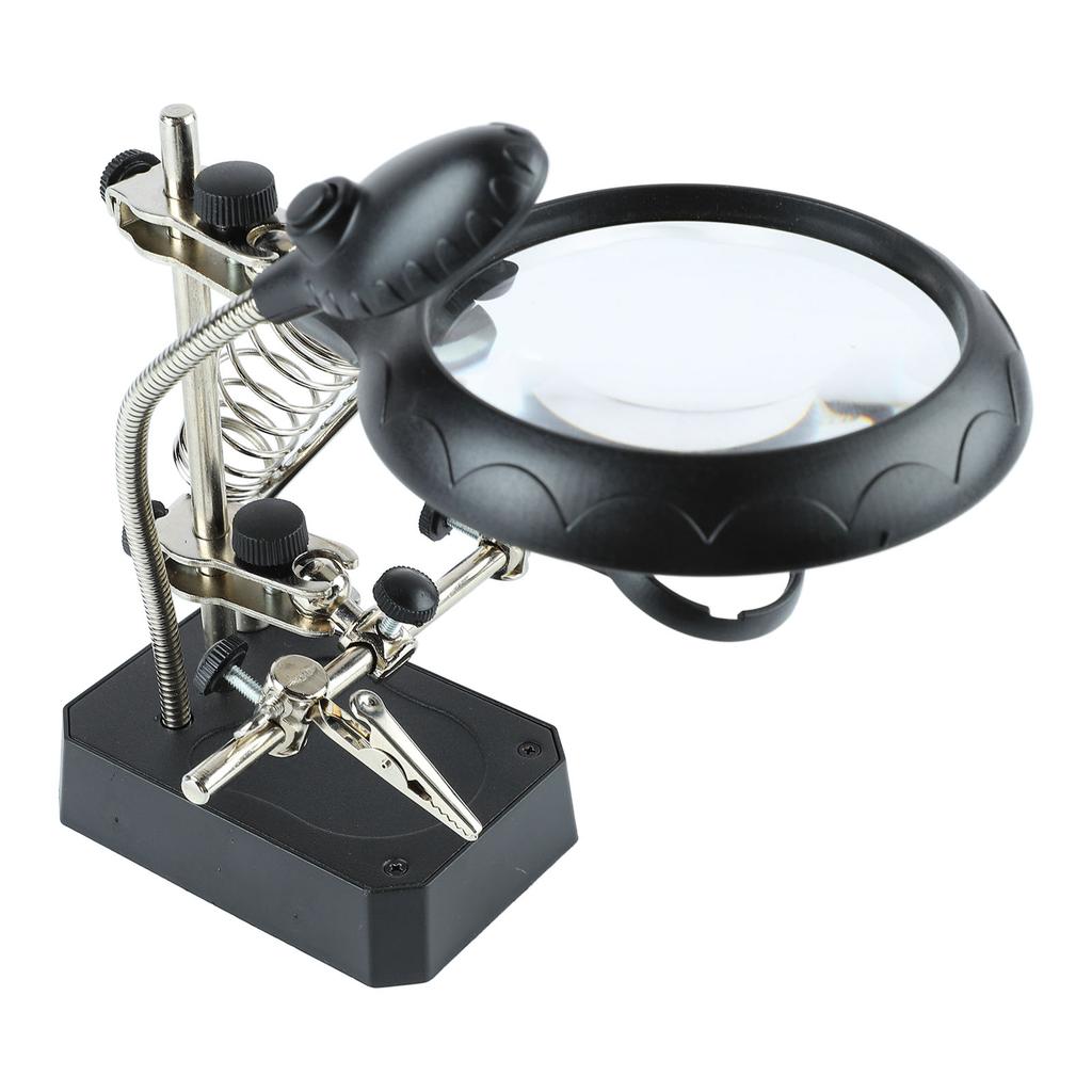 Lupe LED Lupen-Schreibtischlampe mit Hilfsklemmen zum Untersuchen und Reparieren