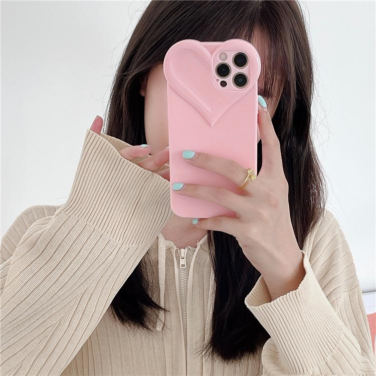 Fashion Cute Love Heart Clear Phone Case For iPhone 16 Pro Max 15 14 13 12 11 X XR XS 7 8 Plus Candy Color Soft Shockproof Cover