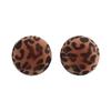European and American leopard print round flocking earrings, unique temperament stud earrings, exaggerated design sense, small face earrings