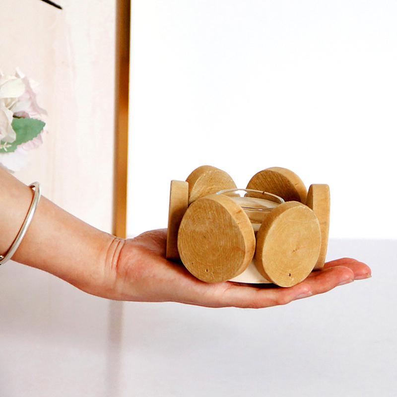 1PC Candle Holder Creative Tea Light Holder Rustic Home Decor Candlestick Holder Wooden Candle Cup Glass/Metal
