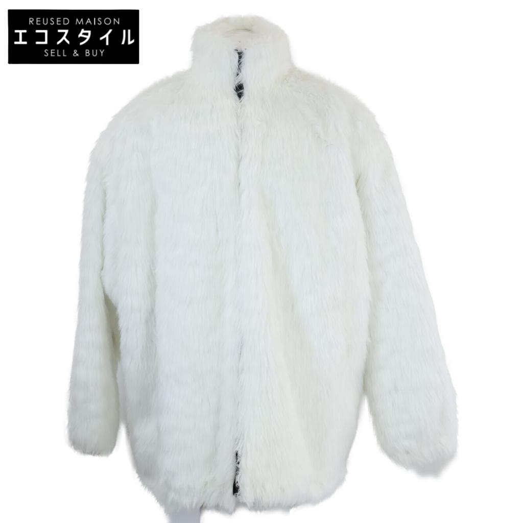 Balenciaga Domestically Authorized 22AW 721789 TNQ30 Back BB Zip-up Fur Coat Jacket/Fur Coat Jacket 32 White X blackUsed