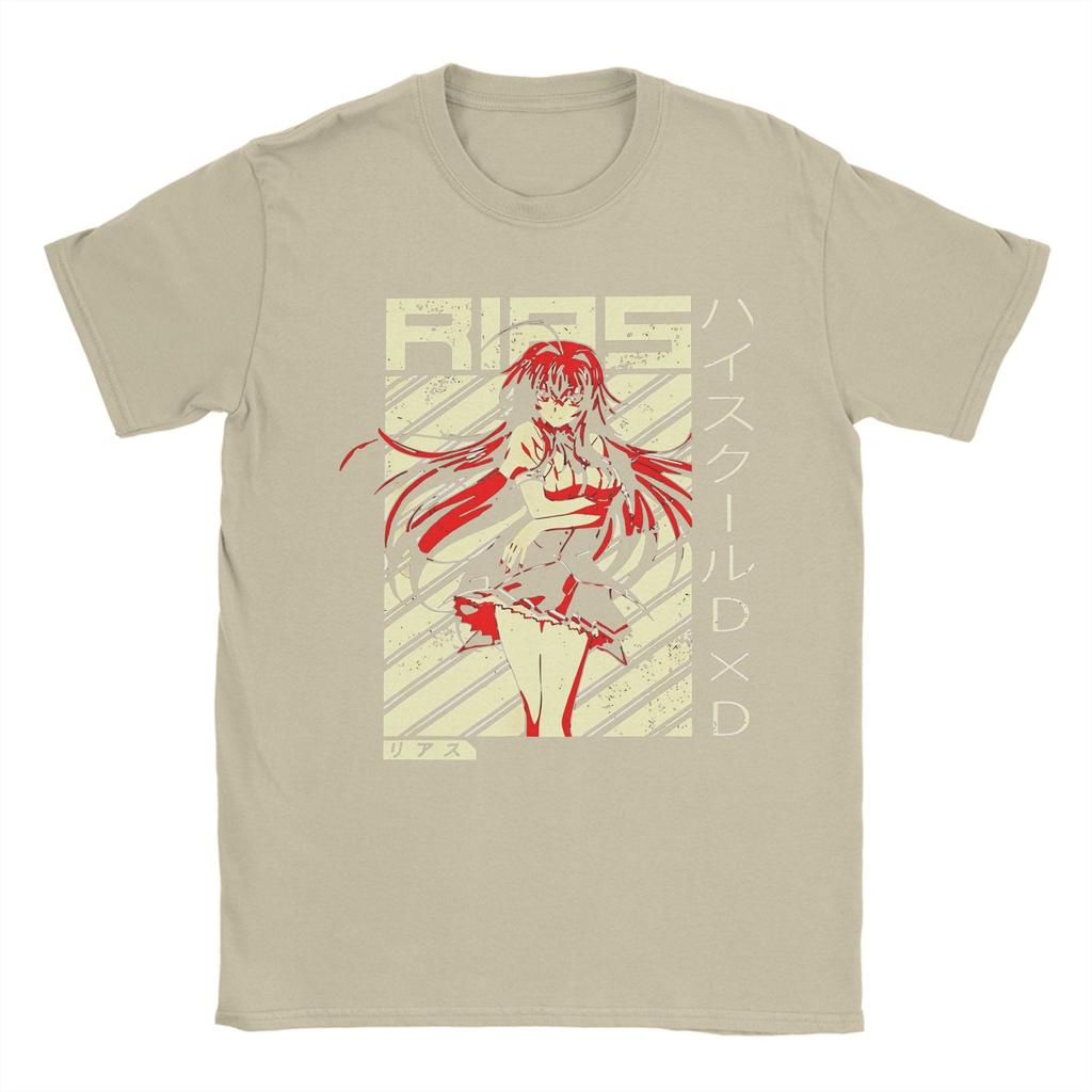 Streetwear High School DxD Lustiges Anime DxD Rias Gremory Retro T-Shirt Herren Baumwolle Kurzarm Rias Gremory O-Ausschnitt Sommer Tops