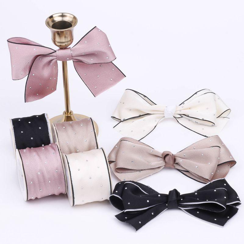 Korean Version of the Trend Flash Diamond Solid Color High Quality Ribbon butterfly Clip Diy Hat Accessories Raw Material Ribbon