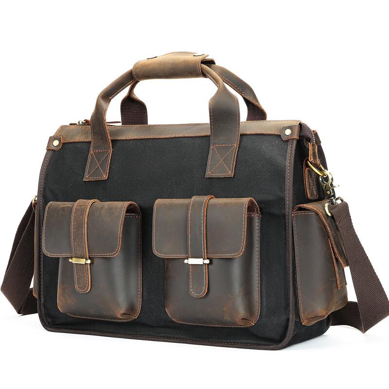 Lishen Men's Crazy Horse Leather Briefcase