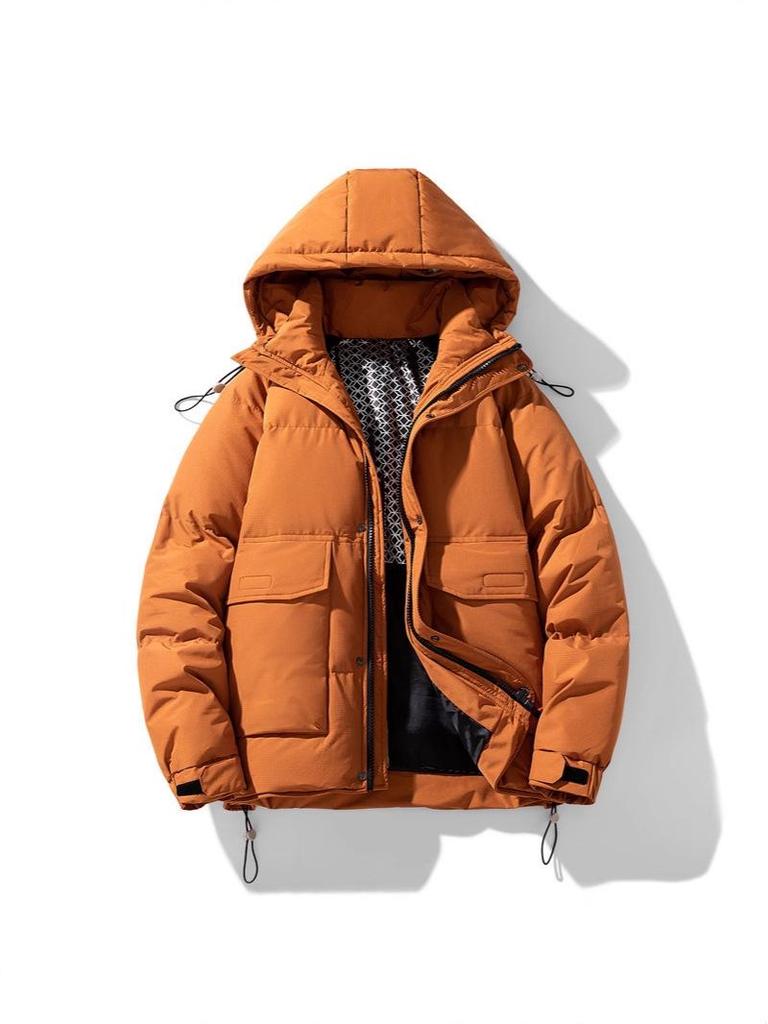 Men's 2025 Winter Down Jacket with Velvet, Hooded, Plus Size, Loose Fit for Teens and Students
