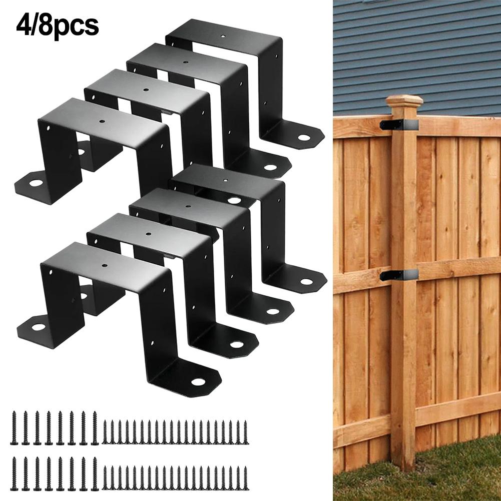 Suporte de Cerca Metálico Suporte para Pilar 4x4 Material de Aço Carbono Conjunto Completo Instalação Fácil Estrutura de Construção Robusta