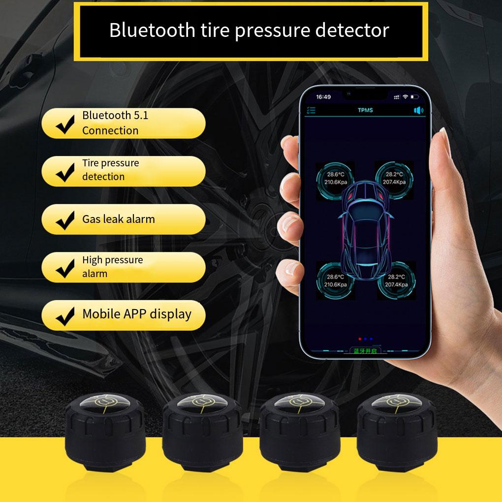 Bluetooth 5.1 Car TPMS Tire Pressure Alarm System Sensor Android/iOS Tyre Pressure Monitoring System 8.0 BarBluetooth 5.1 Tpms Tire