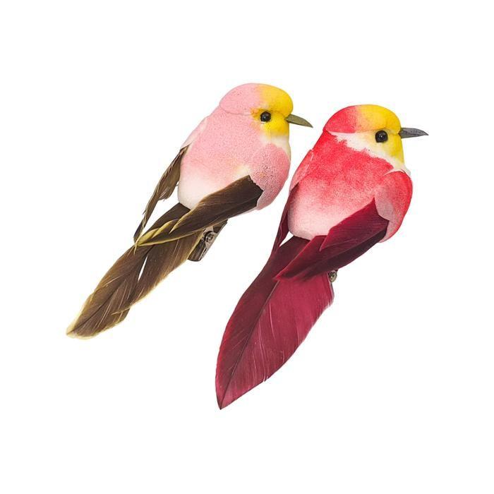 Oiseaux décoratifs - Multicolore - 2 pièces - 8 x 2,7 x 3 cm - Décoration intérieure - Style classique