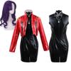 Katsuragi Misato Cosplay Kostüm Cadılar Bayramı Katsuragi Misato Tam Set Kırmızı Ceket Elbise Kolye Peruk Anime Üniforma Misato Kıyafetler