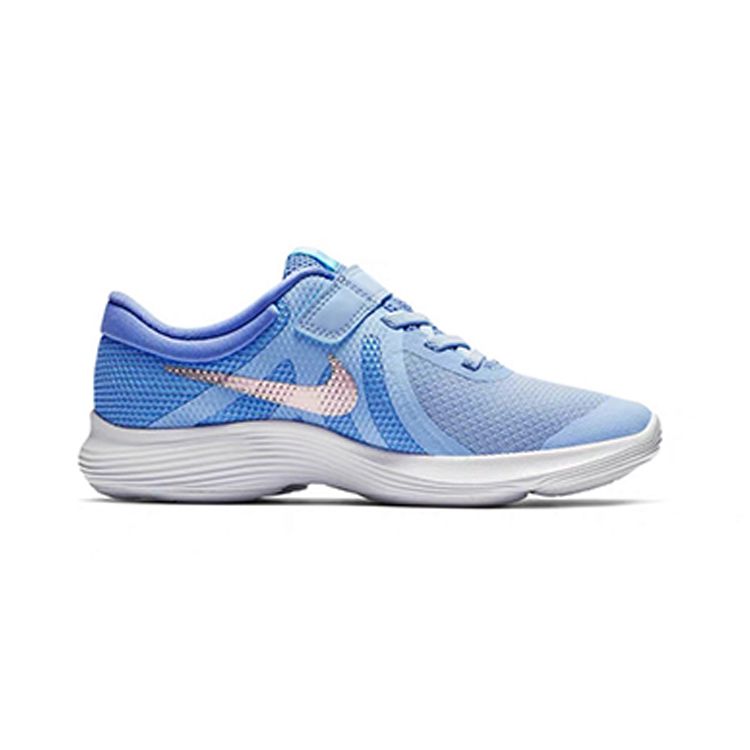 Nike Revolution 4 Velcro Comfortable Low-Top Kids Running Shoes Light Blue Kids Running Shoes BV7443-400