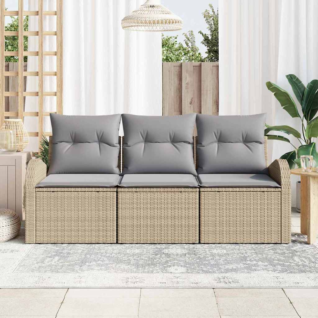 vidaXL Garden Sofa Set 3 pcs Beige and Light Grey Poly Rattan