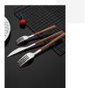 Westliches Geschirr-Set mit Holzgriff, Edelstahl, 10/20/30/40 Stück, Steaktisch, Messer, Gabel, Löffel, Dessertgabel, Besteck, Besteck