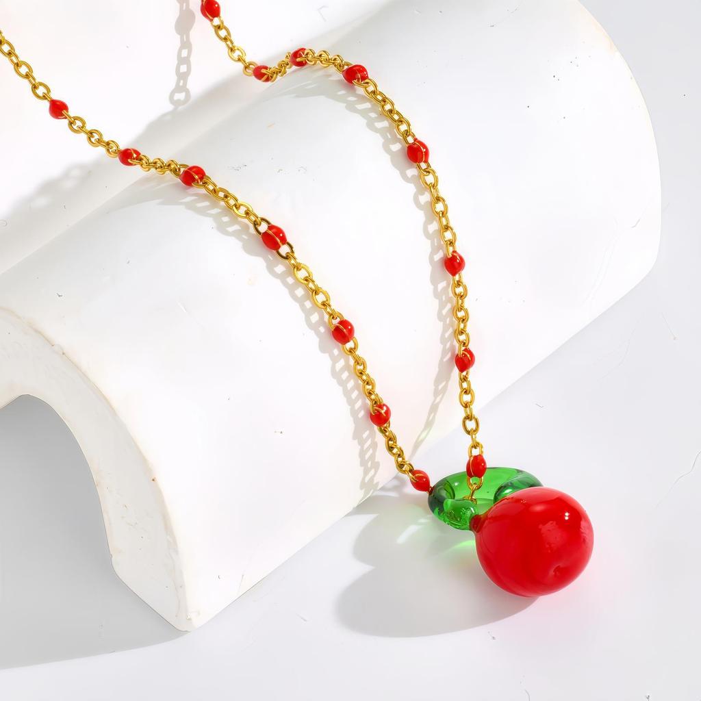 Color Dopamine Fruit Series Pendant Necklace Summer Niche Simple Versatile Do Not Fade