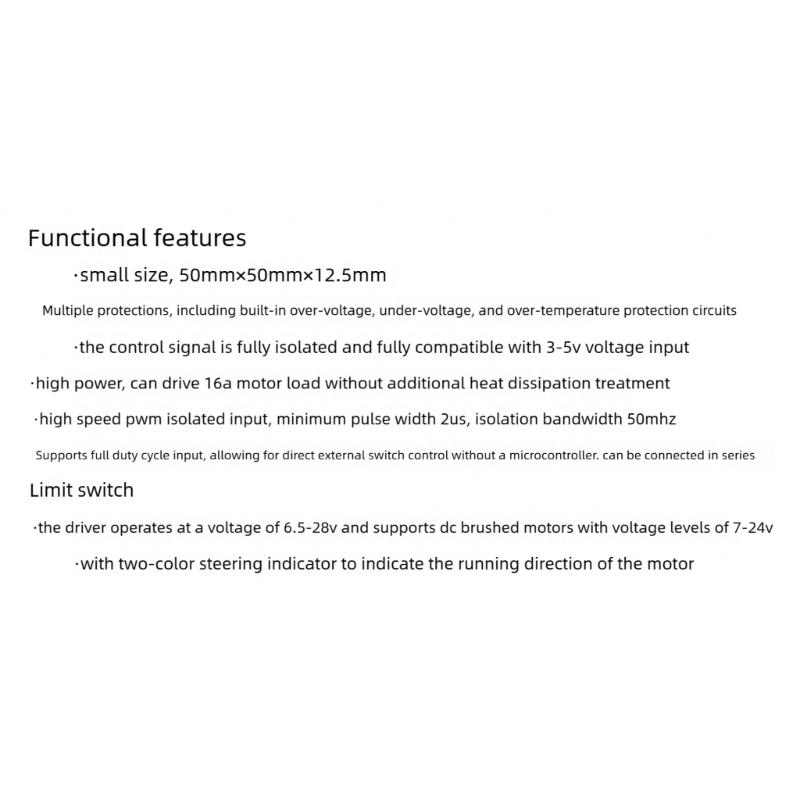 DC12V24V16A Motor Controller Driver Board With Thermal Protections Double Direction Indicator For Brushed Motors