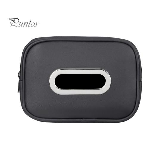 Car Tissue Holder Storage Box Zipper Closure Solid Color Easy To Clean Hanging Paper Towel Storage Box Car Interior Decor