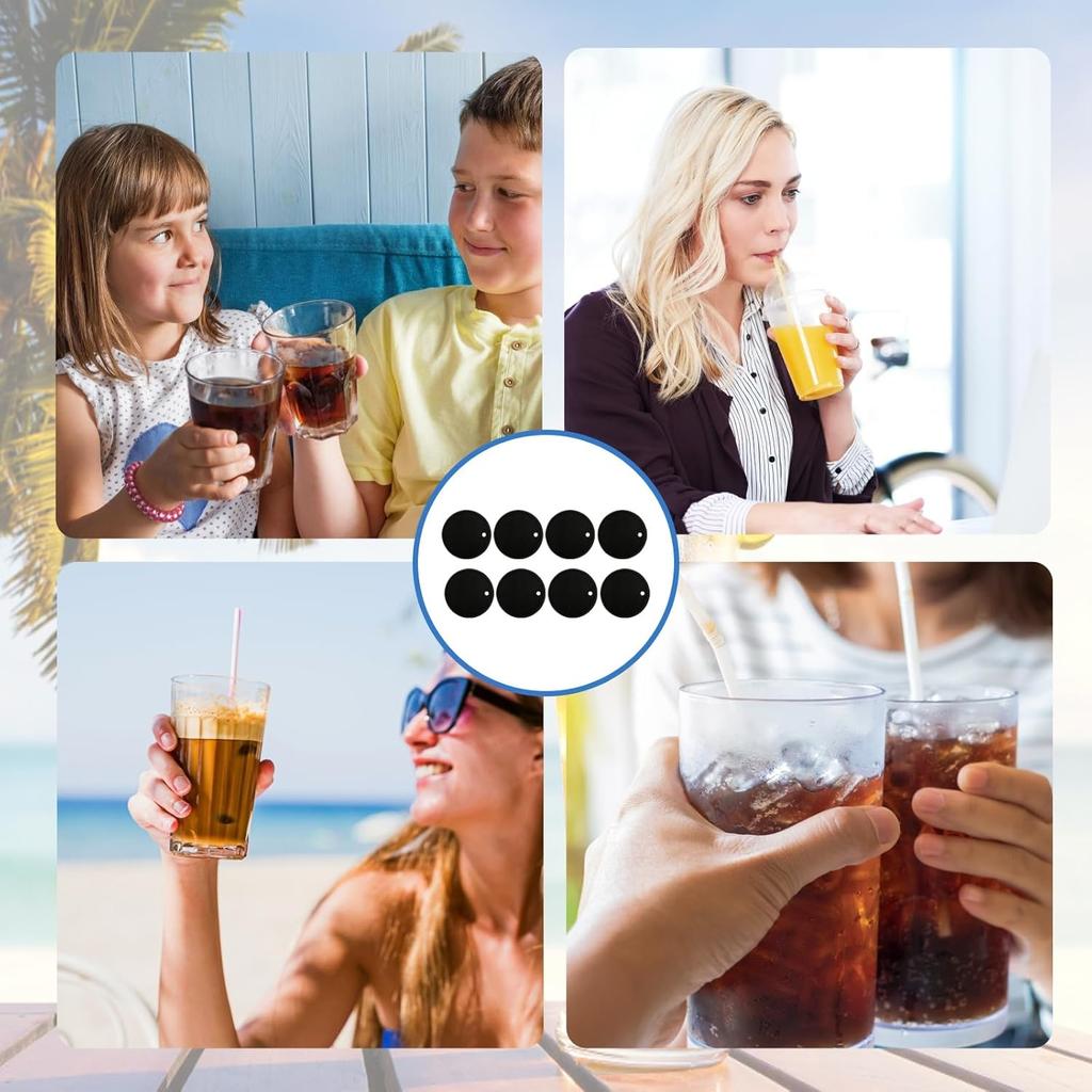 8x Anti Spike Drink Cover Scrunchies W/ Straw Hole Cup Cover Protector Reusable