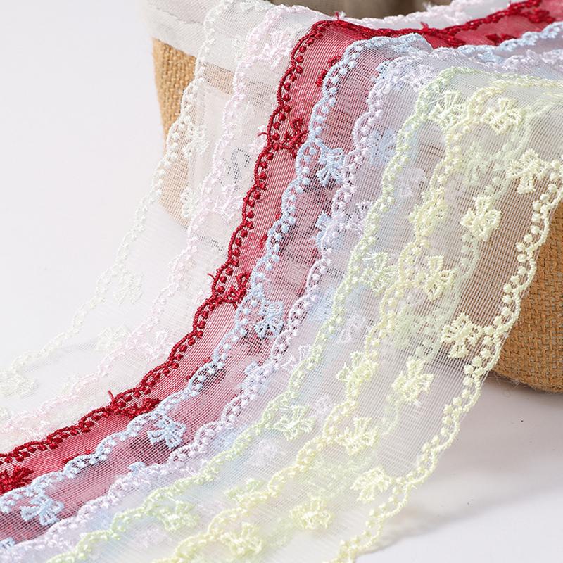 1M Embroidery Lace Trims Ribbon DIY Bow Trimmings Ribbon Gift Packaging Webbing Party Headwear Clothing Sewing Accessories