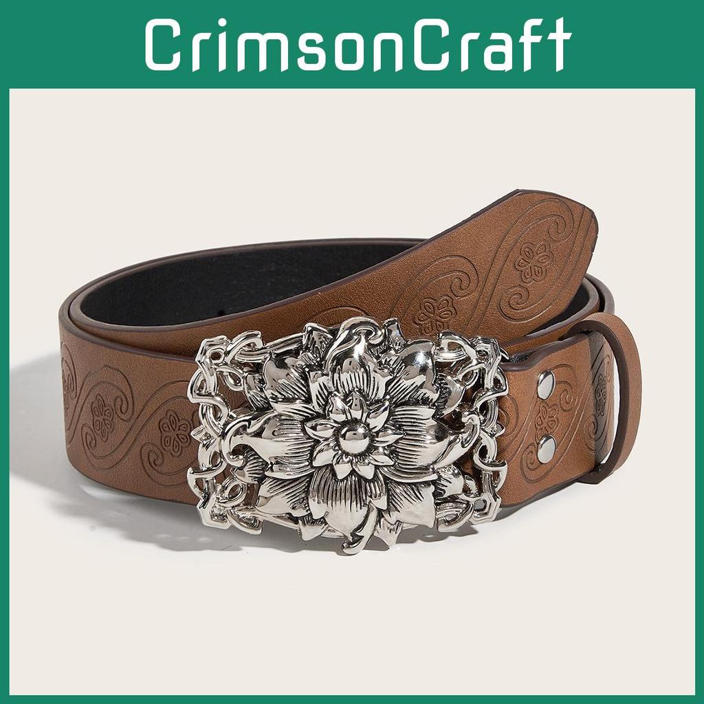 Boho Chic Belt With Unique Floral Print And Alloy Buckle For Women And Men