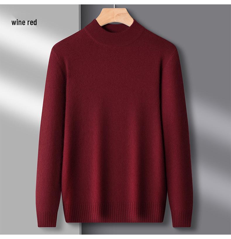 Men s Half-High Collar Thick Knit Sweater - Autumn/Winter Velvet Business Layer XL