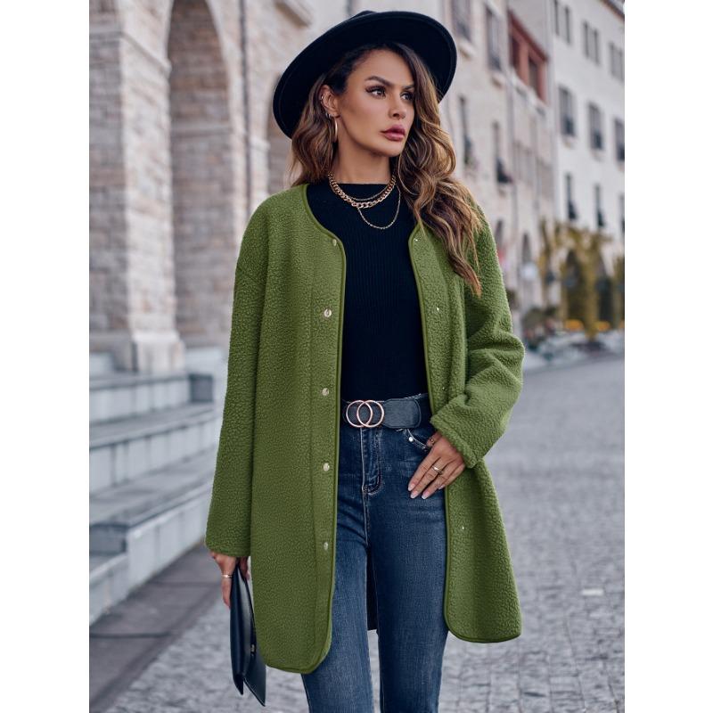 Damen Wintermantel Mit Taschen - Kuschliger Langarm-Mantel Für Herbst & Winter, Lässig & Modisch