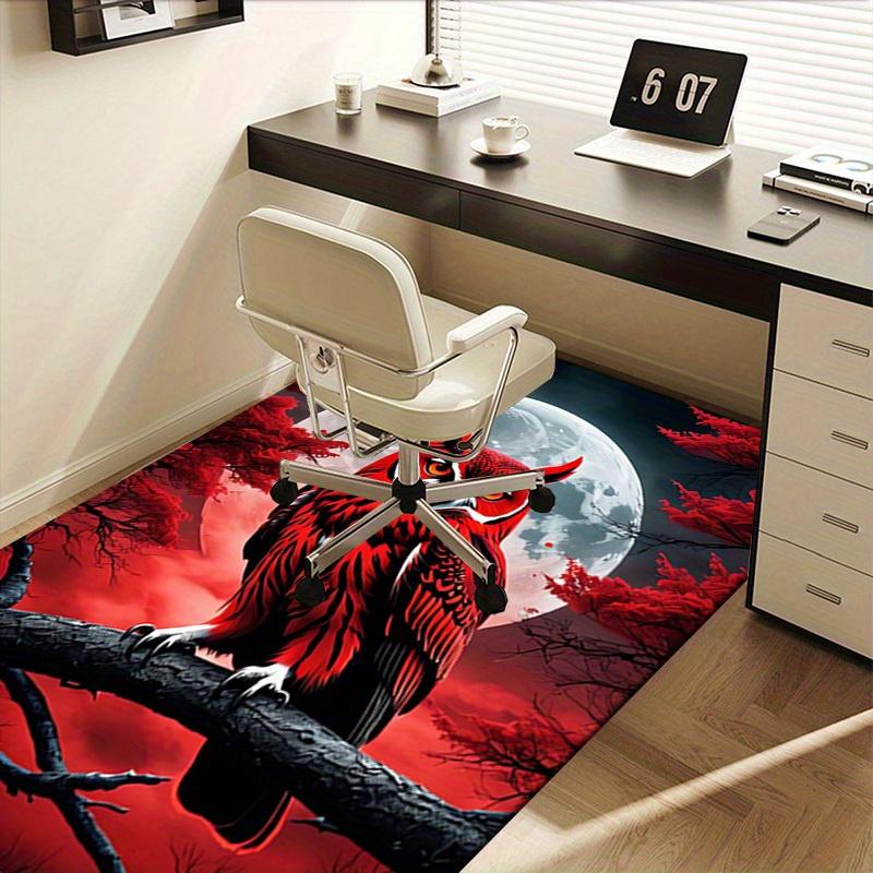 Office Carpet Red Owl Design for Sofa Protection Under Chairs