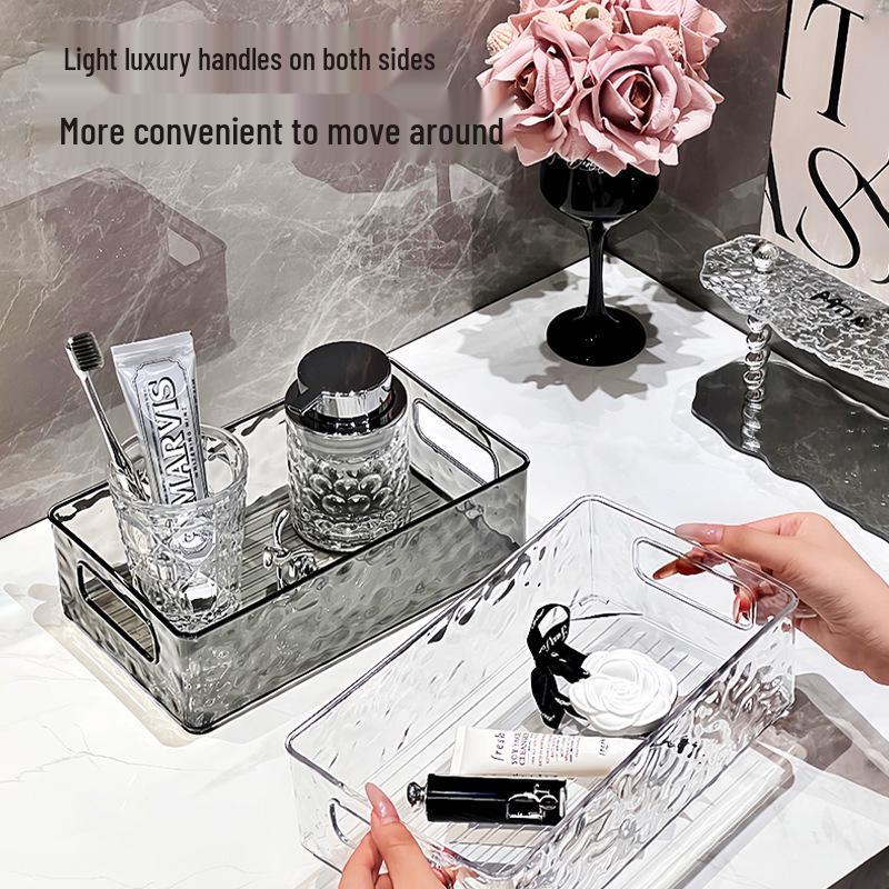 Glacier Pattern Luxury Cosmetics Storage Box with Handle - Bathroom Desktop Organizer