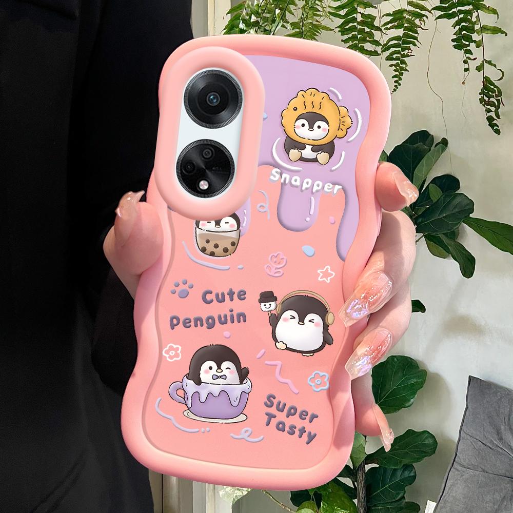 

Окрашенный узор Big Wave Edge Мягкий силиконовый материал Macaron чехол для телефона противоударный защитный резиновый чехол для OPPO Reno Realme OPPO A12S розовый