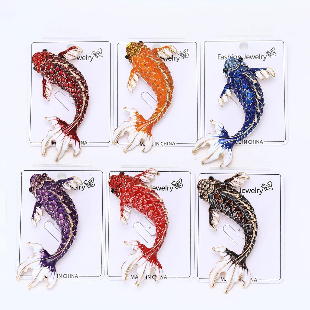 Enamel Carp Brooch for Women Unisex Animal Lapel Pins Party Friend Accessories Gifts