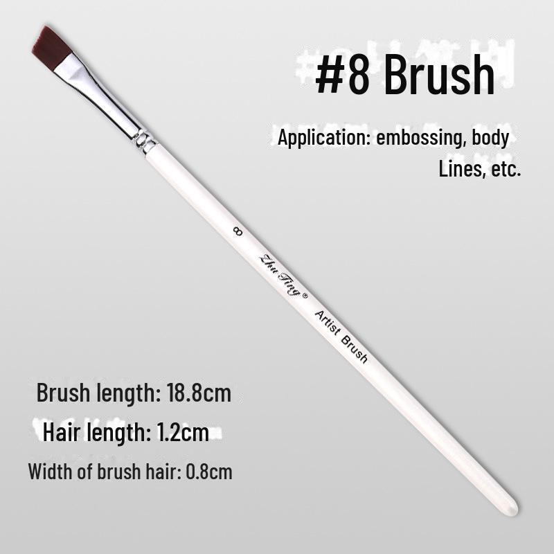 

Набор из 17 кистей для аквагрима лица для различных художественных техник, таких как прорисовка линий, тиснение, растушевка и многое другое. #08 (Oblique Tip Pen) жемчужина белый