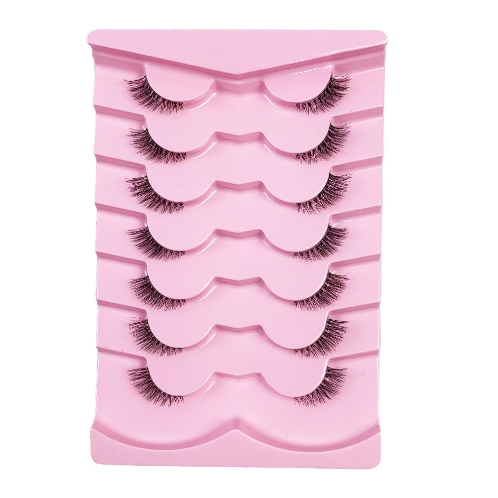 False Eyelashes Naturally Curl Up the Whole Black Stem Multi-layer Three-dimensional Orange Tray, One Piece of 7 Pairs of Eyelashes