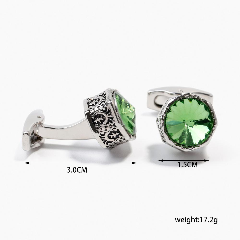 Men's cufflinks cross-border hot-selling fashion creative exquisite crystal blue green shirt accessories 1 pair wholesale